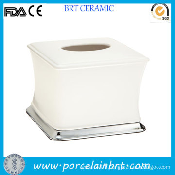 White Small Ceramic Facial Tissue Box